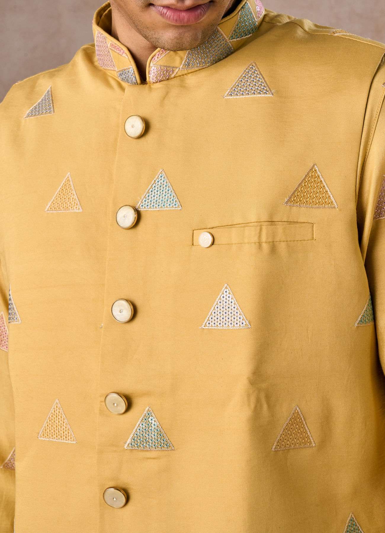 Manyavar Men Sun Kissed Yellow Kurta Jacket Set