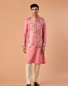 Manyavar Men Peach Elegance Kurta Jacket Set