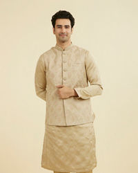 Manyavar Men Walnut Satin Kurta Jacket Set