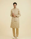 Manyavar Men Walnut Satin Kurta Jacket Set