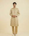 Manyavar Men Walnut Satin Kurta Jacket Set