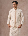 Manyavar Men Elegant Cream Kurta Jacket Set