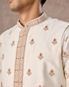 Manyavar Men Elegant Cream Kurta Jacket Set