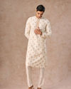 Manyavar Men Elegant Cream Kurta Jacket Set
