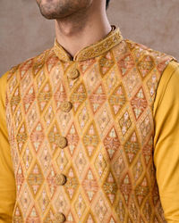 Manyavar Men Yellow Radiance Kurta Jacket Set