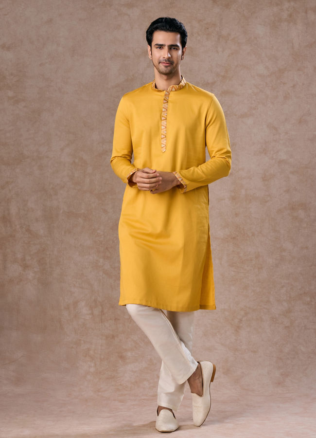 Manyavar Men Yellow Radiance Kurta Jacket Set