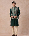 Manyavar Men Emerald Elegance Kurta Jacket Set