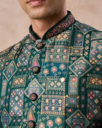 Manyavar Men Emerald Elegance Kurta Jacket Set