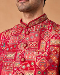 Manyavar Men Rani Pink Kurta Jacket Set