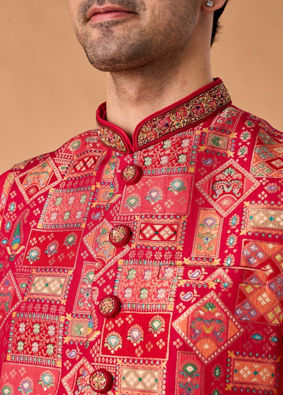 Manyavar Men Rani Pink Kurta Jacket Set