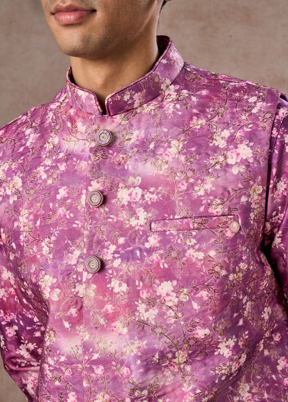 Manyavar Men Purple Enthralling Kurta Jacket Set