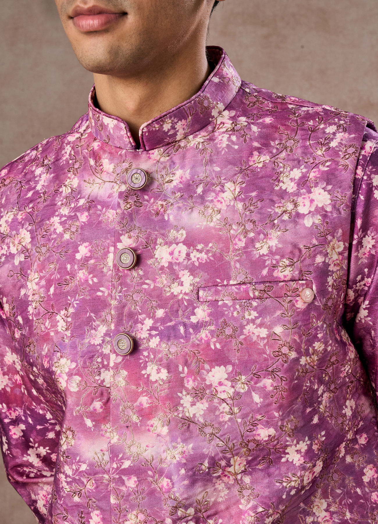Manyavar Men Purple Enthralling Kurta Jacket Set