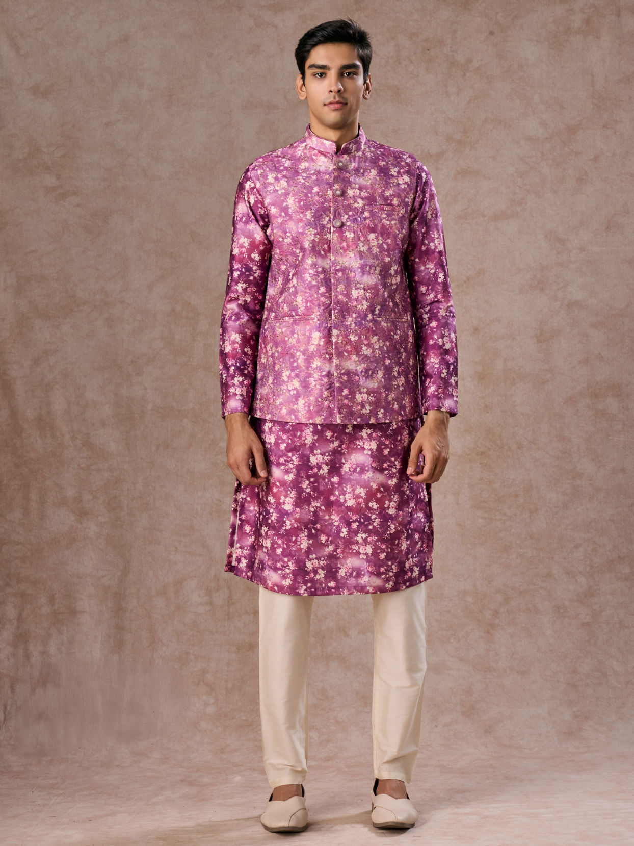 Manyavar Men Purple Enthralling Kurta Jacket Set