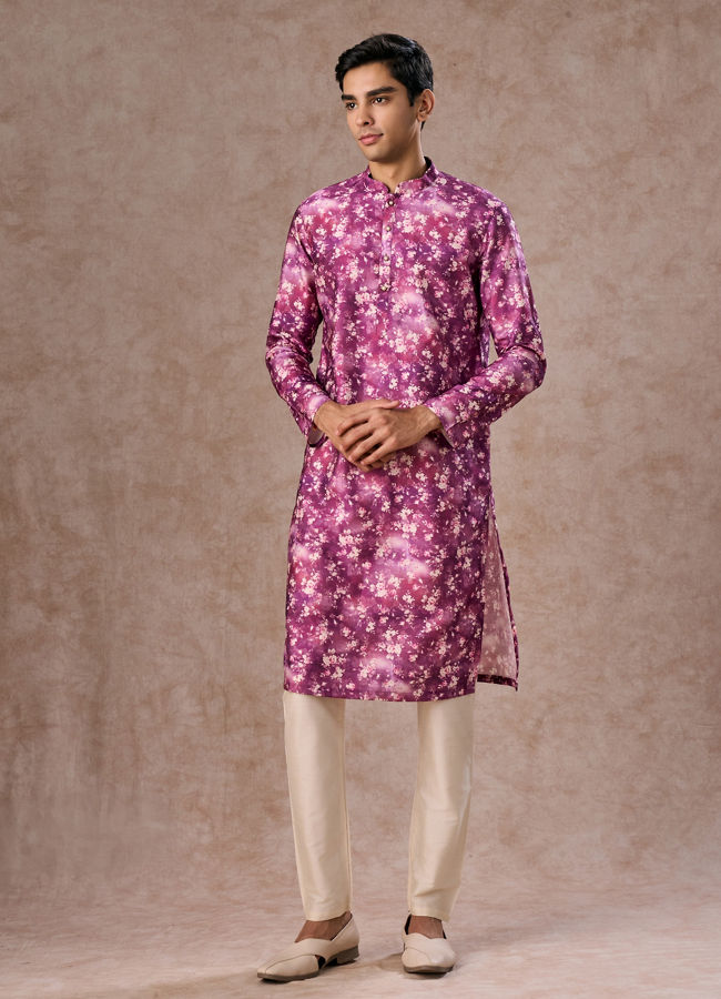 Manyavar Men Purple Enthralling Kurta Jacket Set