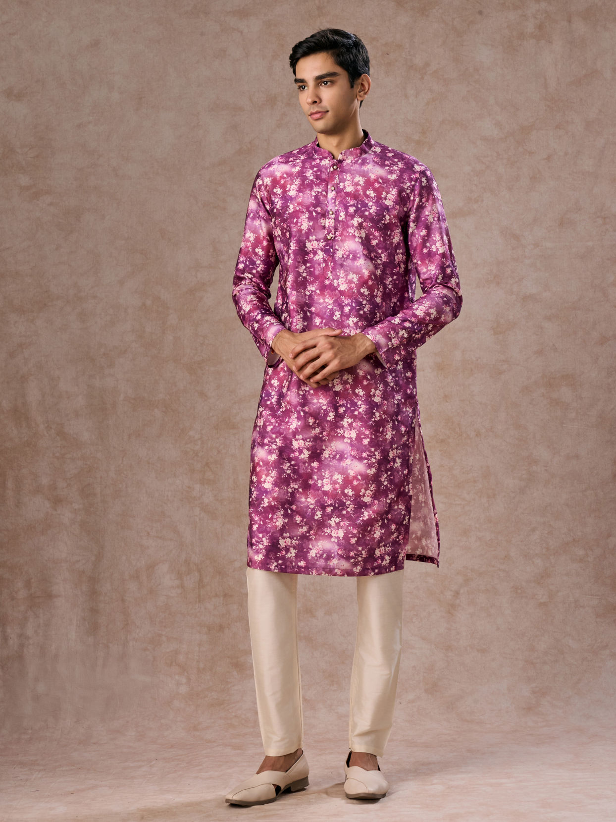 Manyavar Men Purple Enthralling Kurta Jacket Set