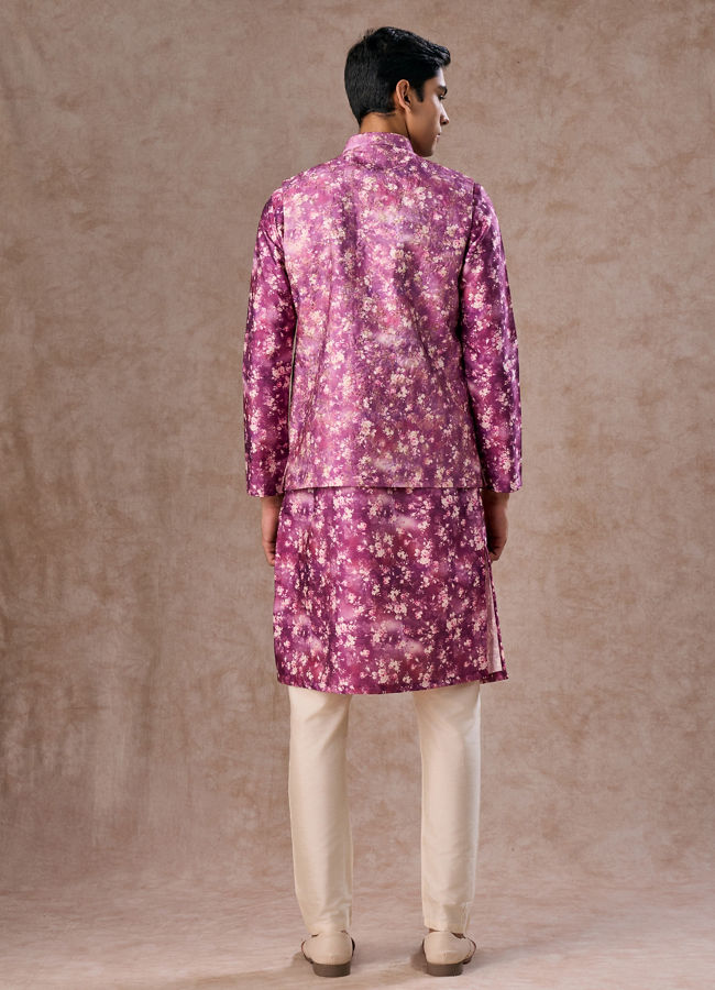 Manyavar Men Purple Enthralling Kurta Jacket Set
