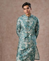 Manyavar Men Teal Green Radiance Kurta Jacket Set