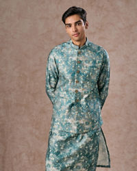 Manyavar Men Teal Green Radiance Kurta Jacket Set
