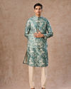 Manyavar Men Teal Green Radiance Kurta Jacket Set