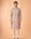 Manyavar Men Opulent Beige Kurta Jacket Set