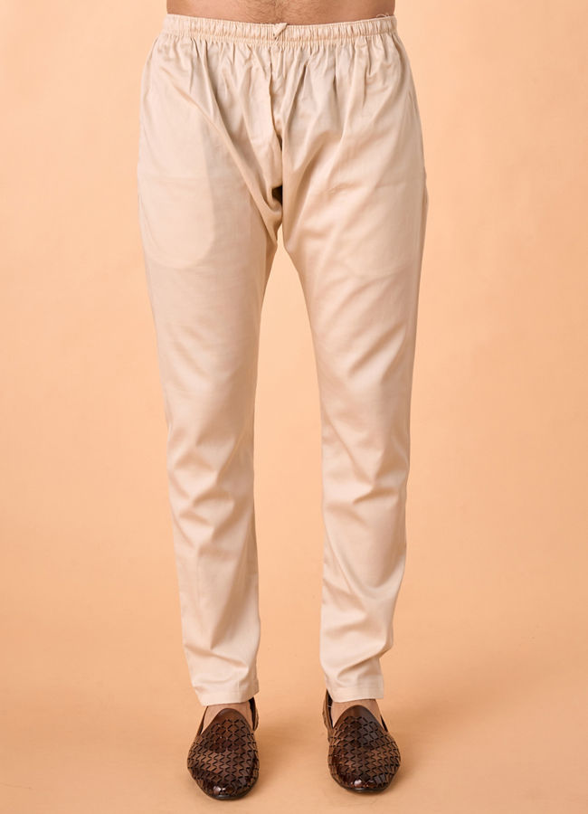 Manyavar Men Opulent Beige Kurta Jacket Set