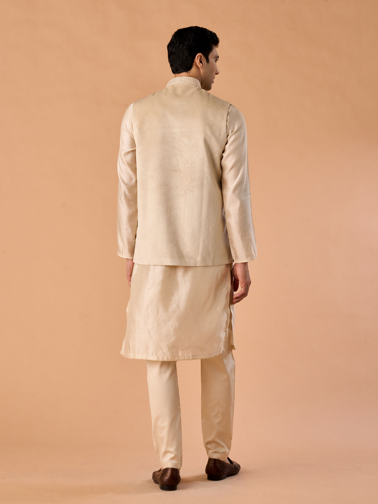 Manyavar Men Beige Glorious Kurta Jacket Set