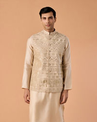 Manyavar Men Beige Glorious Kurta Jacket Set