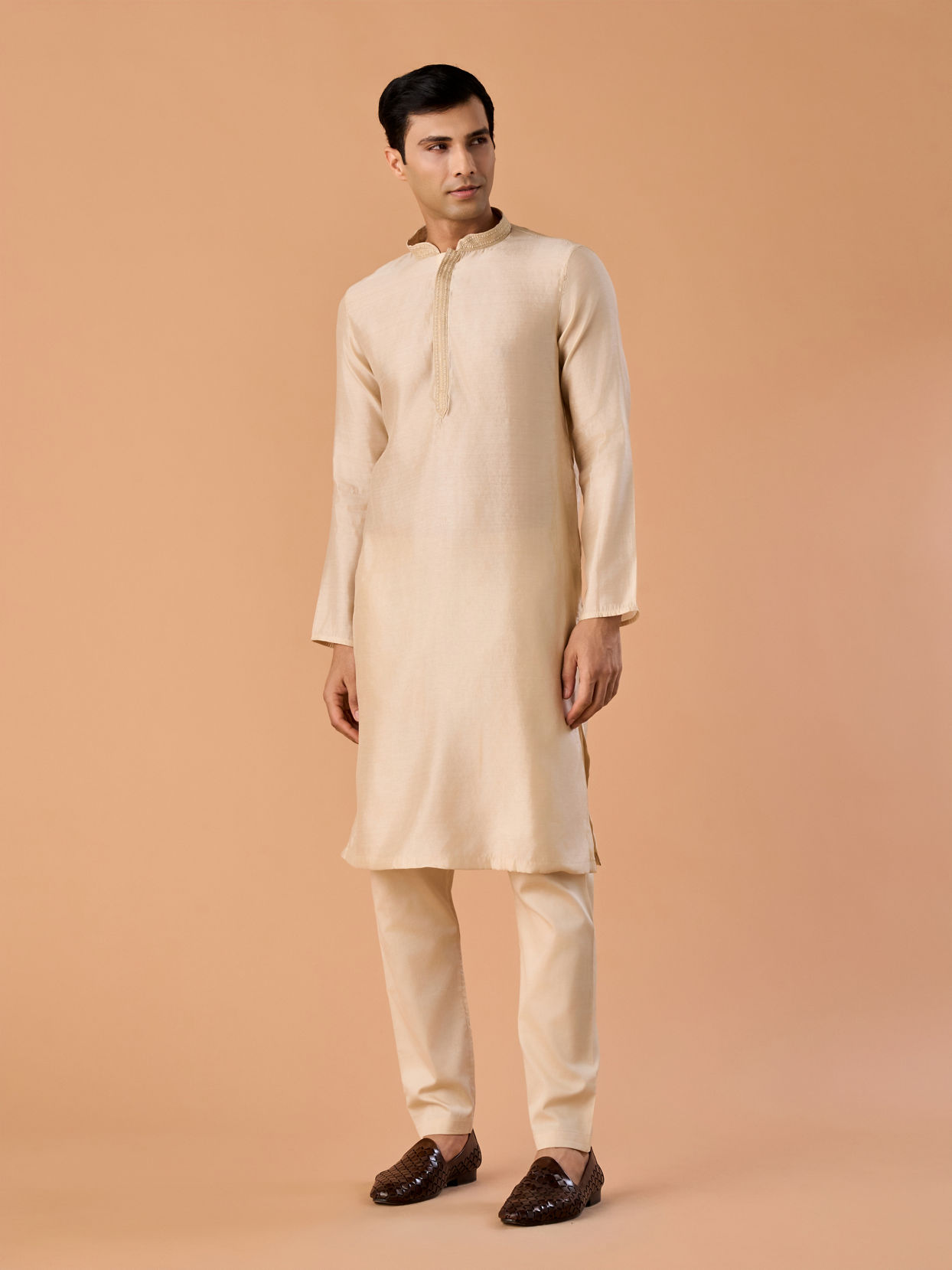 Manyavar Men Beige Glorious Kurta Jacket Set