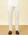 Manyavar Men Bright White Floral Patterned Jacket Set