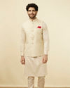 Manyavar Men Off White Jacket With Minimal Motifs