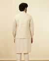 Manyavar Men Off White Jacket With Minimal Motifs