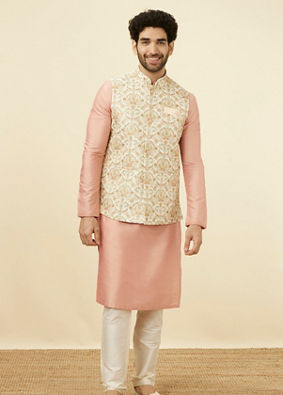 Cream Jacket With Multicolor Motifs image number 2