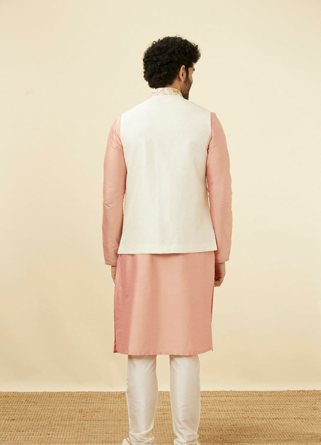 Manyavar Men Cream Jacket With Multicolor Motifs