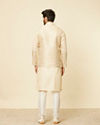 alt message - Manyavar Men Beige Imperial Jaal Embroidered Jacket image number 3