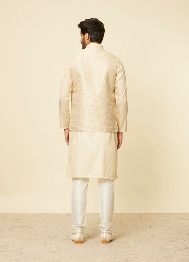 Manyavar Men Beige Imperial Jaal Embroidered Jacket