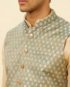 Manyavar Men True Blue Jaal Patterned Jacket
