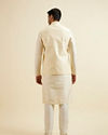 Manyavar Men Light Cream Buta Patterned Jacket image number 3