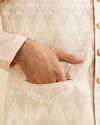 Manyavar Men Soft Pink Chevron Patterned Jacket