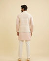 Manyavar Men Soft Pink Chevron Patterned Jacket image number 4