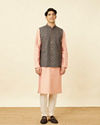 Manyavar Men Violet Blue Medallion Patterned Jacket