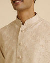 alt message - Manyavar Men Beige Sequin Embroidered Kurta Jacket Set image number 1