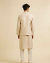 Manyavar Men Beige Sequin Embroidered Kurta Jacket Set
