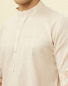 Manyavar Men Antique White Floral Printed Jacket Set