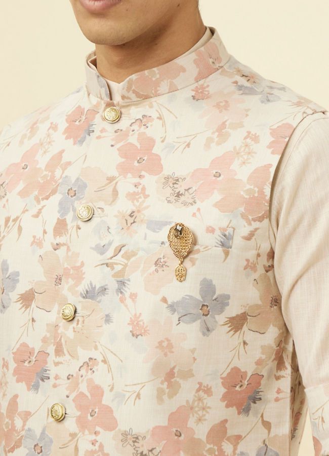 Biscuit Pastel Printed Kurta Jacket Set image number 1