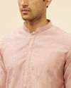 alt message - Manyavar Men Lemonade Pink Floral Buta Patterned Kurta Jacket Set image number 2