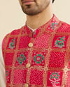 Manyavar Men Regal Red Kurta Jacket Set