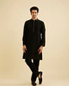 Manyavar Men Midnight Black Embroidered Jacket Set with Darbar Motifs And Sequin Work