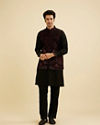 Manyavar Men Midnight Black Embroidered Jacket Set with Darbar Motifs And Sequin Work