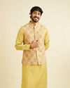 alt message - Manyavar Men Radiant Yellow Kurta Jacket Set image number 0