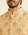 alt message - Manyavar Men Radiant Yellow Kurta Jacket Set image number 1